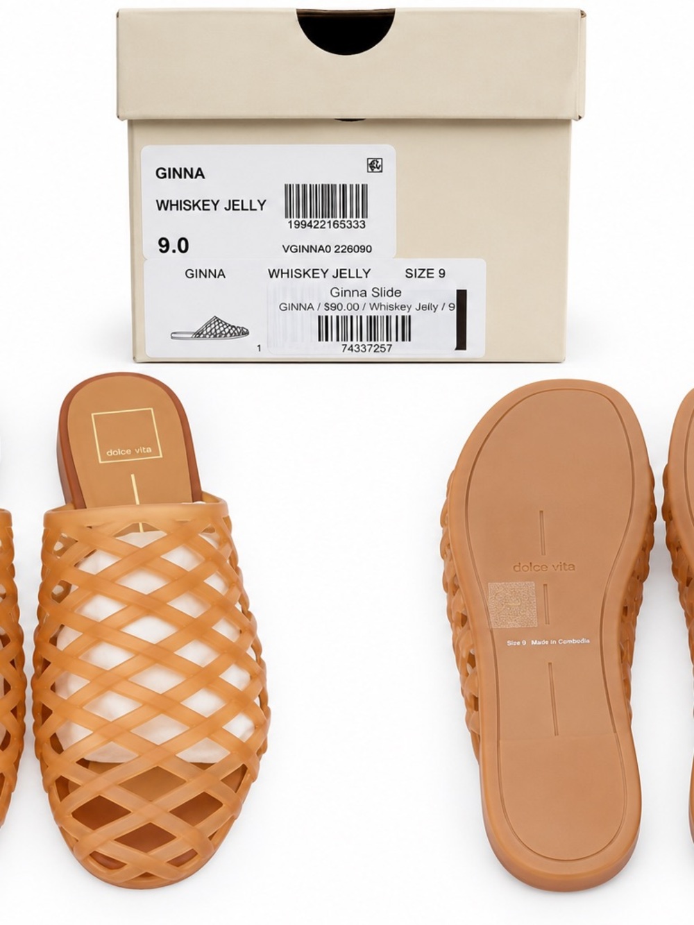 Dolce Vita Ginna Woven Jelly Slide in Whiskey